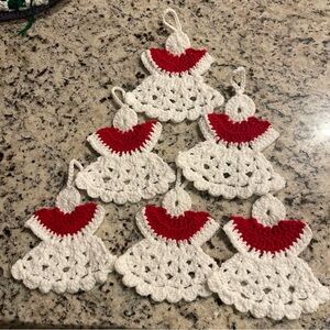 Handmade Crochet Christmas Angel Ornaments Sets of 6